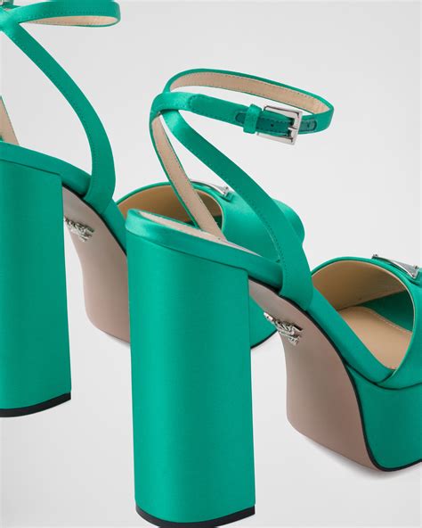 prada high-heeled satin sandals|prada sandals women.